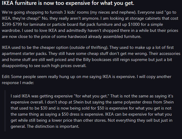Screenshot of a Reddit post from r/unpopularopinion displayed in dark mode. The post contains a user-written opinion followed by several paragraphs of explanation and edits beneath the title.