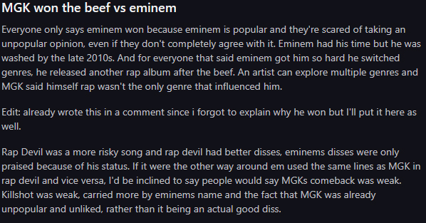 Screenshot of a Reddit post from r/unpopularopinion displayed in dark mode. The post contains a user-written opinion followed by several paragraphs of explanation and edits beneath the title.